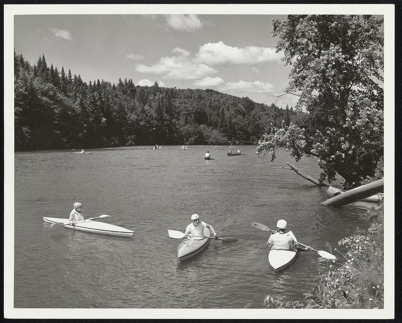 Kayaks on the Androscoggin River, Errol, N.H. State of N.H. Photo by