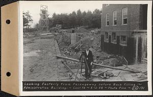 Contract No. 56, Administration Buildings, Main Dam, Belchertown, looking easterly from passageway before back filling, Belchertown, Mass., May 12, 1938