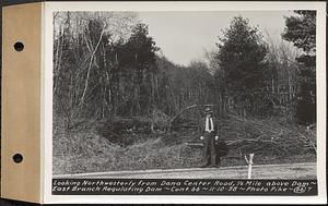 Contract No. 66, Regulating Dams, Middle Branch (New Salem), and East Branch of the Swift River, Hardwick and Petersham (formerly Dana), looking northwesterly from Dana Center road, 1/2 mile above dam, east branch regulating dam, Petersham, Mass., Nov. 10, 1938