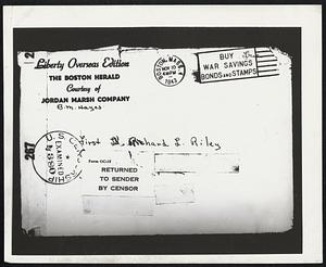 Envelope addressed to First L. Richard L. Riley