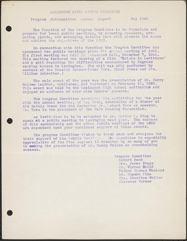 LCRC Program Subcommittee Annual Report - Digital Commonwealth