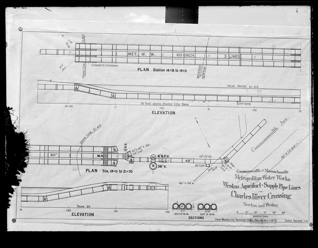 Engineering Plans, Distribution Department, Weston Aqueduct Supply Pipe Lines, Mass., Mar. 1904