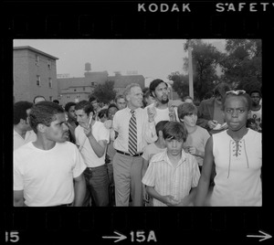 Mayor White seen with residences of Blackstone Park section of South End after Puerto Rican Day disturbances