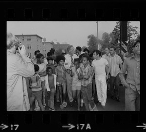 Mayor White seen with residences of Blackstone Park section of South End after Puerto Rican Day disturbances