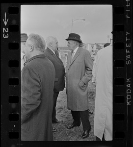 An unidentified man, most likely Harold G. Kern, publisher of the Record American-Sunday Advertiser, at the groundbreaking ceremony for the new Sears Distributing Center