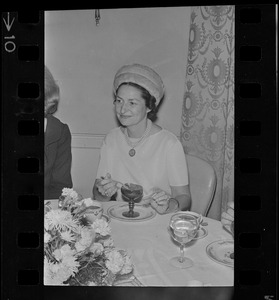 Lady Bird Johnson, most likely at a luncheon for Democratic women at the Ritz Carlton