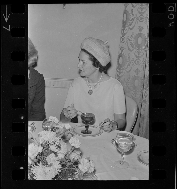 Lady Bird Johnson, most likely at a luncheon for Democratic women at the Ritz Carlton