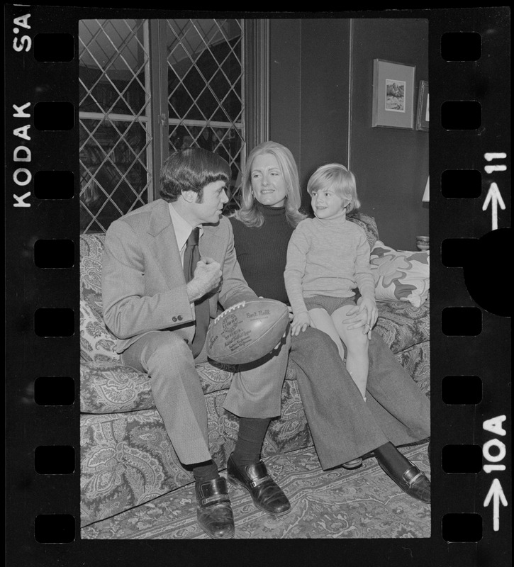 Patriots General manager, Upton Bell, at home with his wife, Anne, and son, Christopher