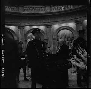 View into the Hall of Flags rotunda during James M. Curley's wake