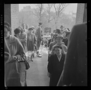 Mourners in line outside the State House to pay respects to James M. Curley