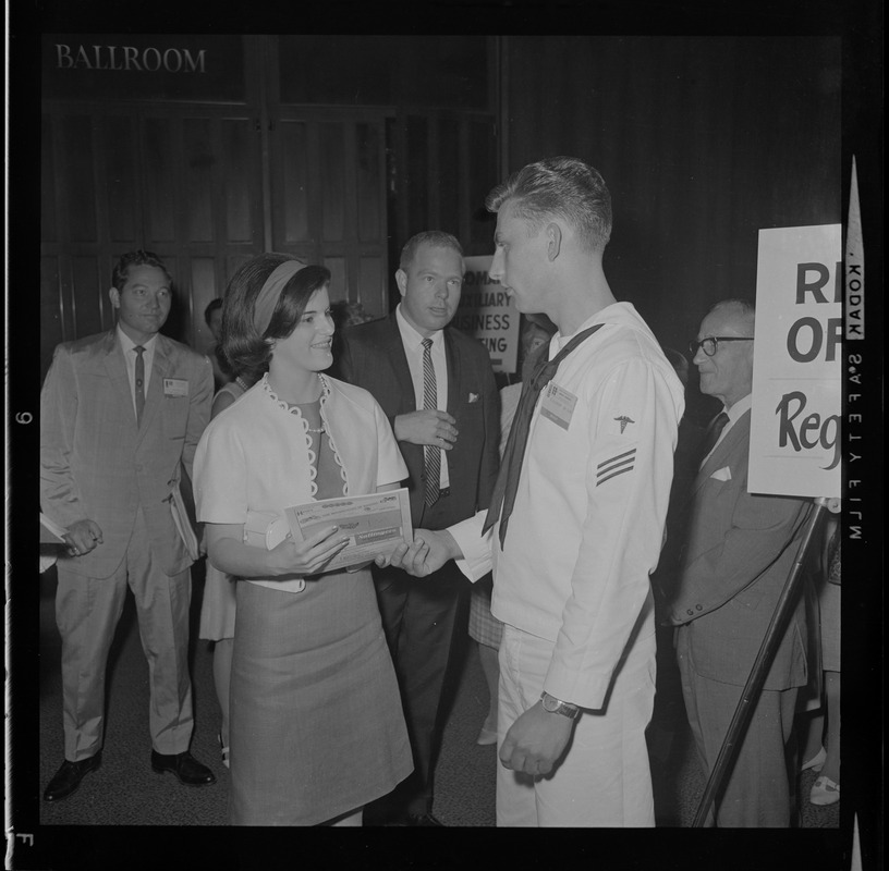 [Luci Johnson] greets R.N. Knapp in lobby