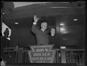 Governor John W. Bricker, Republican nominee for vice president, most likely campaigning with his wife Harriet