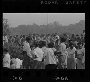View of spectators at Black student rally in Franklin Park