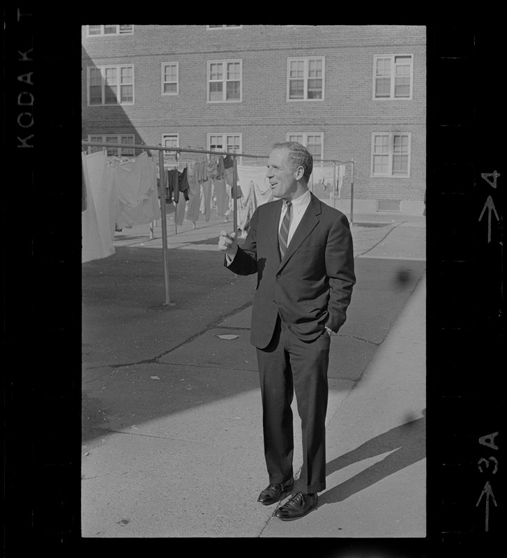 Kevin White seen at the D St. Housing Project in South Boston while campaigning for mayor