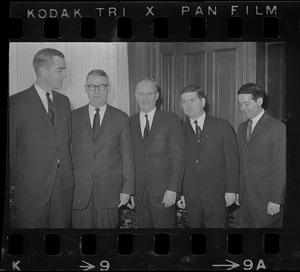 Key figures in Mayor White's new administration, from left, Herbert B. Gleason, corporation counsel; Edward R. Sullivan, deputy mayor; Lawrence Fallon, assistant commissioner of assessing; Richard Underwood, election commissioner; and Theodore V. Anzalone, commissioner of assessing