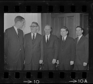 Key figures in Mayor White's new administration, from left, Herbert B. Gleason, corporation counsel; Edward R. Sullivan, deputy mayor; Lawrence Fallon, assistant commissioner of assessing; Richard Underwood, election commissioner; and Theodore V. Anzalone, commissioner of assessing