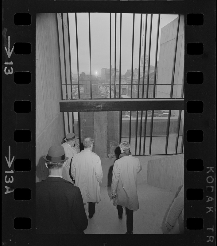 Mayor-elect of Boston Kevin White tours new City Hall and surroundings