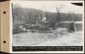 Ware River, showing washout around upper dam, Gilbertville, Hardwick, Mass., 2:28 PM, Mar. 19, 1936