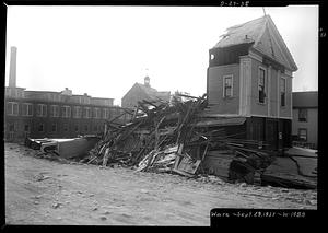 Ware Fire Department, fire station, east side after collapse, Ware, Mass., Sep 29, 1938