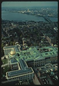 Aerial view of the State House and Beacon Hill