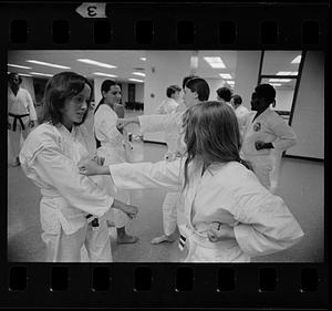 Women's karate class at Lesley College, Cambridge