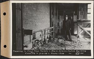 Contract No. 56, Administration Buildings, Main Dam, Belchertown, plumbing, first floor toilets, Belchertown, Mass., Mar. 10, 1938