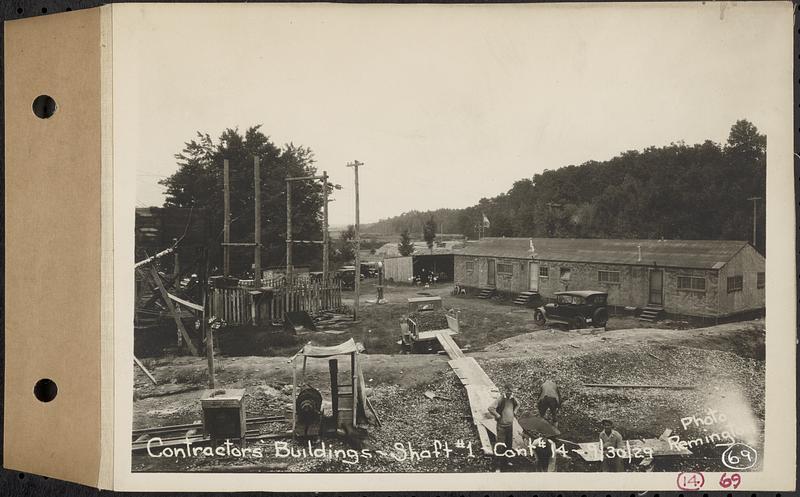 Contract No. 14, East Portion, Wachusett-Coldbrook Tunnel, West Boylston, Holden, Rutland, contractors buildings, Shaft 1, West Boylston, Mass., Sep. 30, 1929