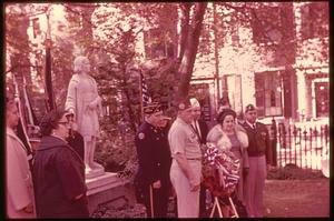 Unidentified group of people, including VFW members, Louisburg Square, Boston