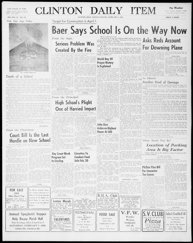 Clinton Daily Item. February 06, 1959 - Digital Commonwealth