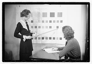 A woman taking a color recognition test
