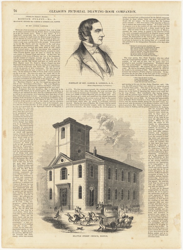 Portrait of Rev. Samuel K. Lothrop, D. D. ; Brattle Street Church, Boston