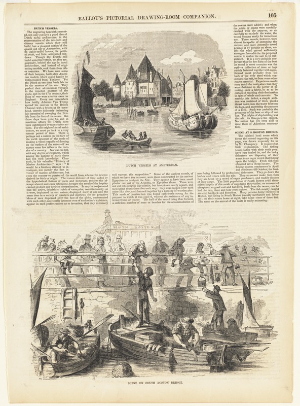 Dutch vessels at Amsterdam ; Scene on South Boston bridge