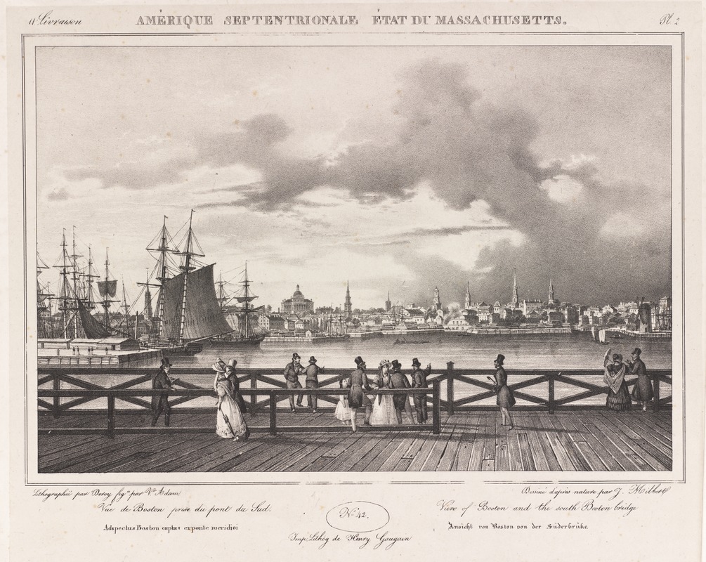 Amérique septentrionale état de Massachusetts : view of Boston and the South Boston Bridge