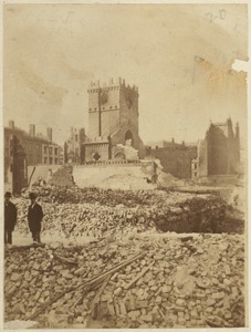 Old Trinity Church after the Boston Fire, 1872, looking southwest from Arch St.