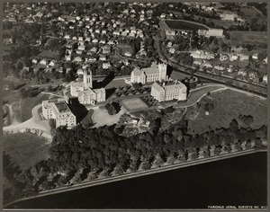 Chestnut Hill. Boston College in centre foreground