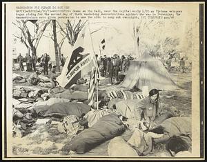 Scene on the Mall, near the Capitol early 4/20 as Vietnam veterans began rising for the second day of their week-long demonstrations against the war in Indochina. The demonstrators were given permission to use the site to camp out overnight.