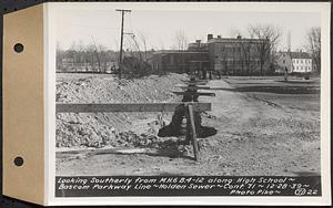 Contract No. 71, WPA Sewer Construction, Holden, looking southerly from manhole 6B4-12 along High School-Bascom Parkway line, Holden Sewer, Holden, Mass., Dec. 28, 1939