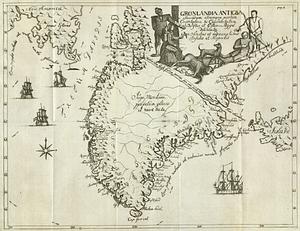 Grønlandia Antiqva secundum utramque partem Orientalem & Occidentalem seu Wester et Øster-Bygd delineata