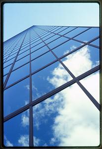Boston 1990: Looking up at Johns Hancock Tower