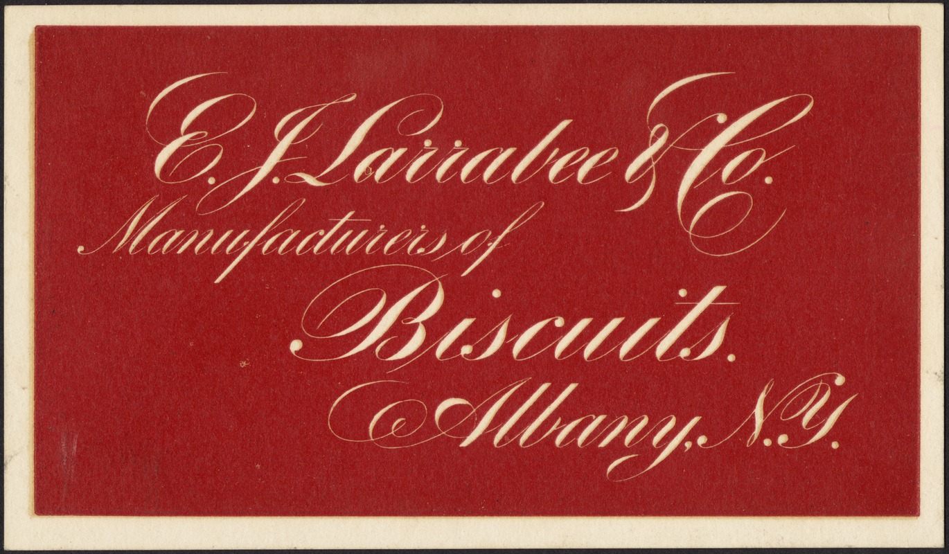 E. J. Larrabee & Co. Manufacturers of Biscuits. Albany, N. Y.