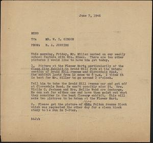 Memo from R. A. Jenkins to W. I. Gibson, 1946 June 7