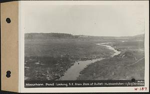 Moosehorn Pond, looking southeast from dam at outlet, Hubbardston, Mass., Nov. 20, 1930