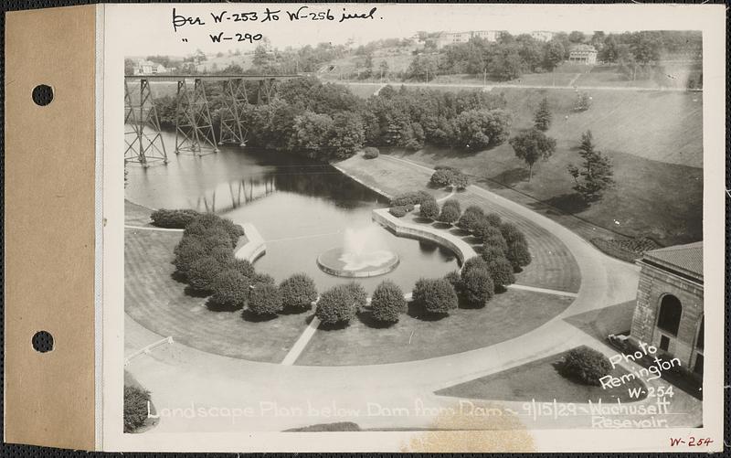 Landscape plan below dam from dam, Wachusett Reservoir, Clinton, Mass., Sep. 15, 1929