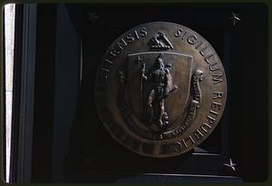 Door medallion with seal of Massachusetts, former Federal Reserve Bank, Boston