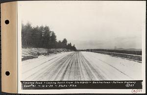 Contract No. 41, Extension of Belchertown-Pelham Highway, Belchertown, Pelham, finished road, looking north from Sta. 419+25, Belchertown and Pelham, Mass., Dec. 6, 1934