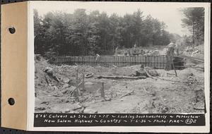 Contract No. 55, Portion of Petersham-New Salem Highway, Petersham, Franklin County (Worcester County?), 8ft. x 6ft. culvert at Sta. 312+75, looking southwesterly, Franklin County, Mass., Jul. 6, 1936