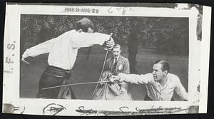 Graham Eyress-Monsall (right), son of a member of Parliament, challenged at Oxford University Maurice green, editor of a campus newspaper, over publishes comment. He was wounded in the affair.