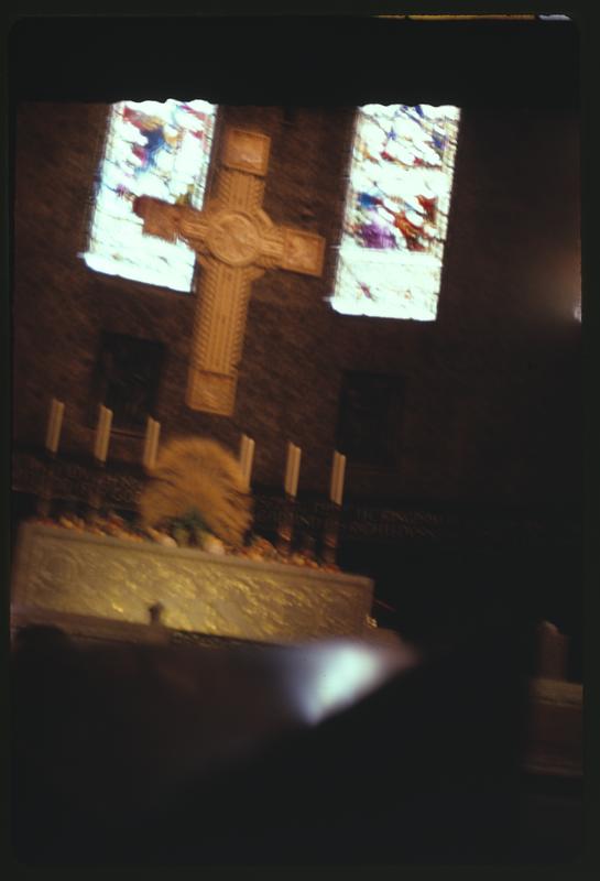 Altar with a crucifix above it