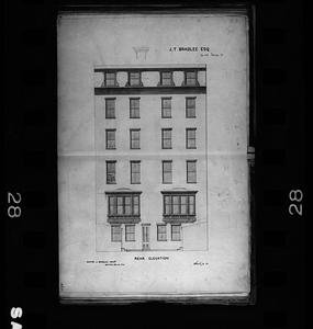 Rear elevation drawing of 113-115 Beacon Street, Boston, Massachusetts