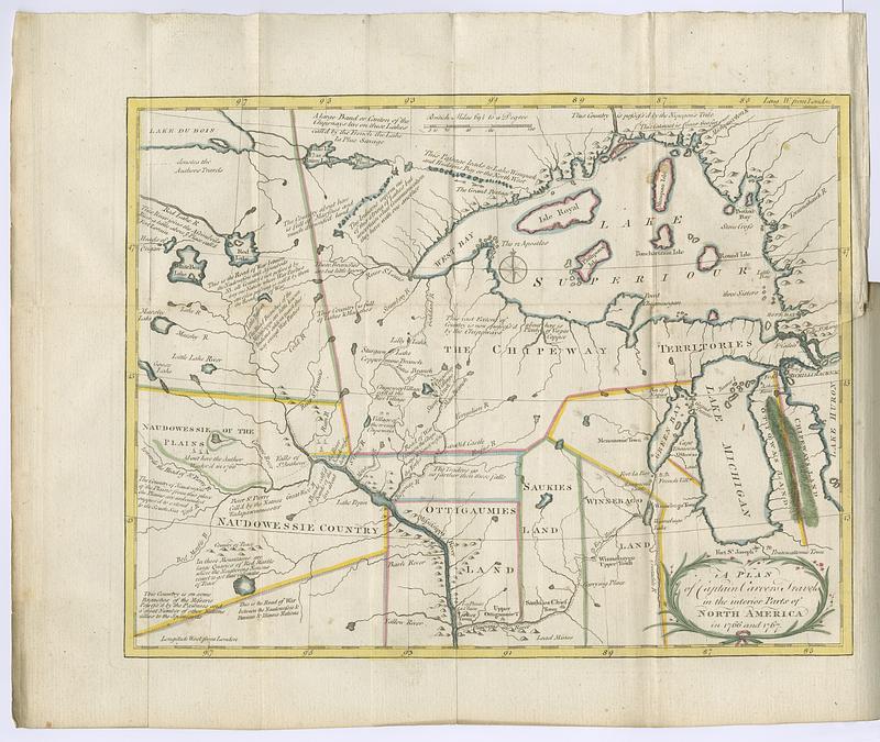 A plan of Captain Carvers travels in the interior parts of North America in 1776 and 1767